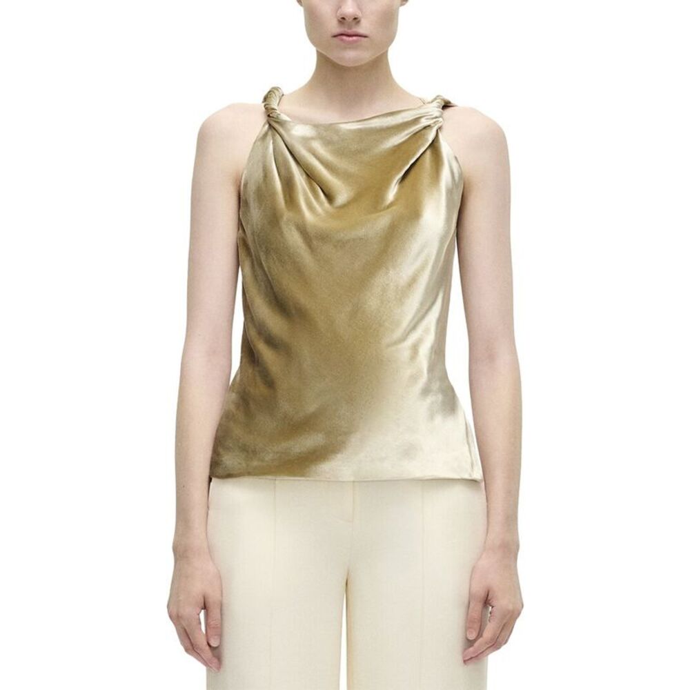 Adam Lippes Womens Selima Silk-Blend Top, Beige